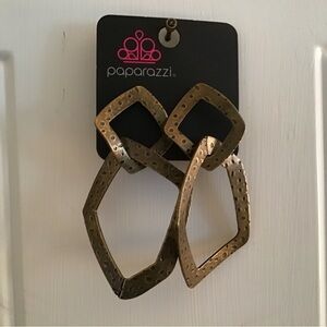 Paparazzi Bronze Textured Geometric Earrings